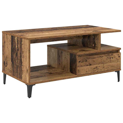 vidaXL Couchtisch mit Schubladen Altholz 90 x 49 x 45 cm Holzwerkstoff