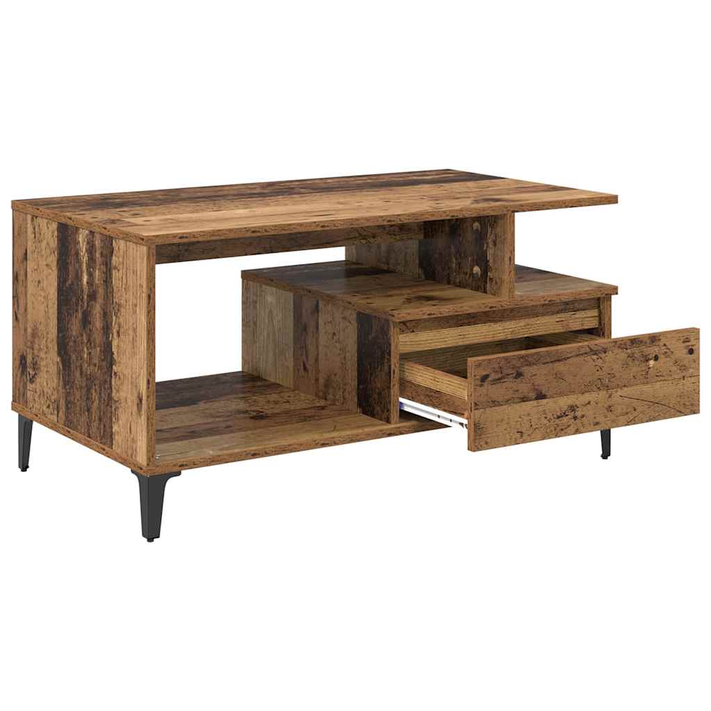 vidaXL Couchtisch mit Schubladen Altholz 90 x 49 x 45 cm Holzwerkstoff