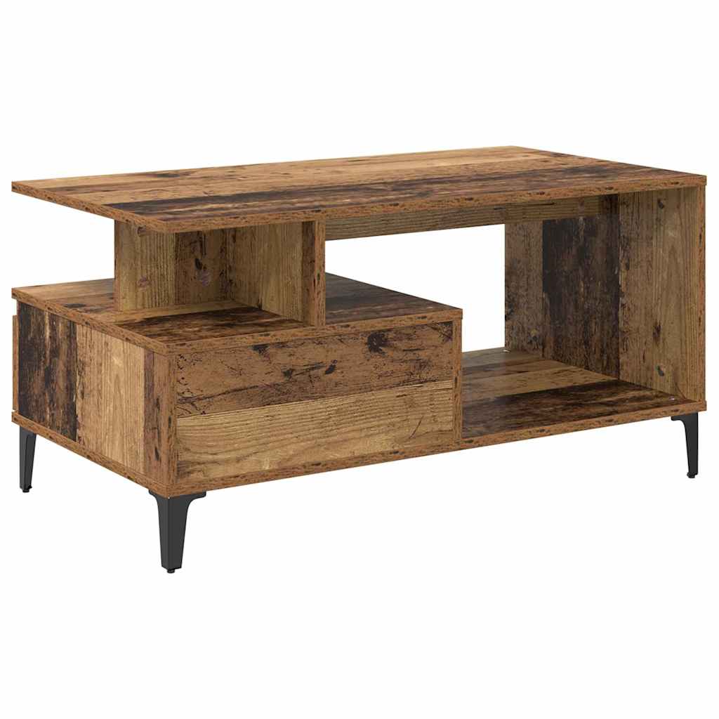 vidaXL Couchtisch mit Schubladen Altholz 90 x 49 x 45 cm Holzwerkstoff
