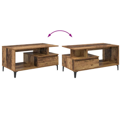 vidaXL Couchtisch mit Schubladen Altholz 90 x 49 x 45 cm Holzwerkstoff