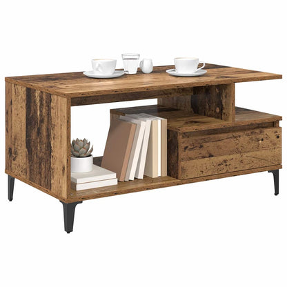 vidaXL Couchtisch mit Schubladen Altholz 90 x 49 x 45 cm Holzwerkstoff