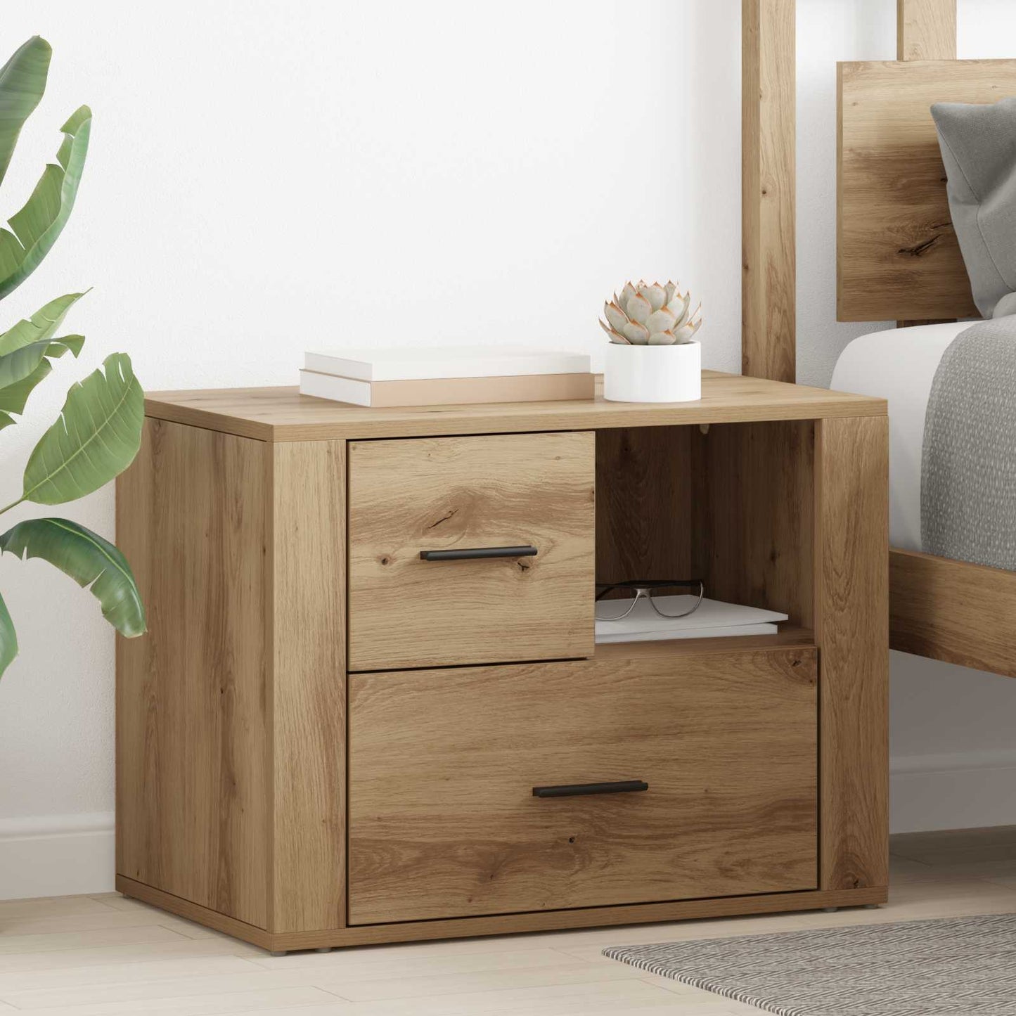 vidaXL Nachttisch Artisan-Eiche 35 x 60 x 50 cm Holzwerkstoff