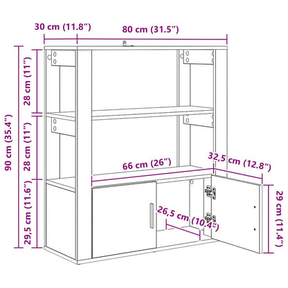 vidaXL Sideboard Schwarz Eichen-Optik 30 x 80 x 90 cm Holzwerkstoff