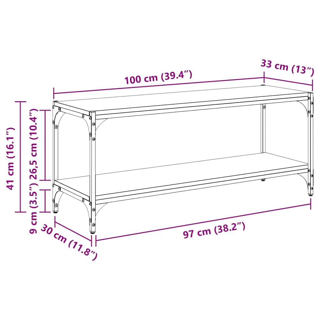 vidaXL TV-Schränk Schwarz Eichen-Optik 100x33x41cm