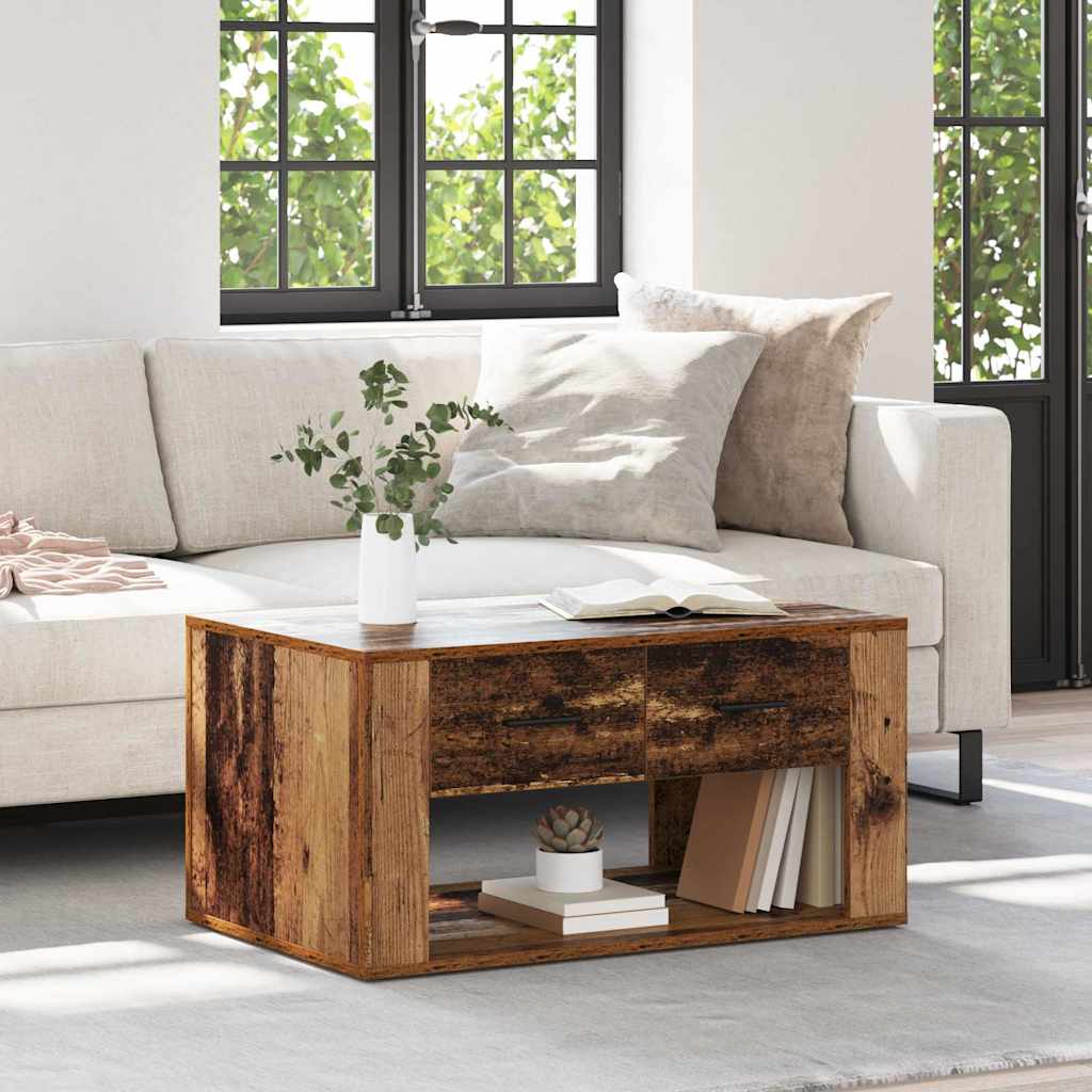 vidaXL Couchtisch mit Schubladen Altholz 80 x 50 x 40 cm Holzwerkstoff