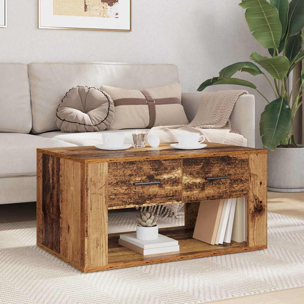 vidaXL Couchtisch mit Schubladen Altholz 80 x 50 x 40 cm Holzwerkstoff
