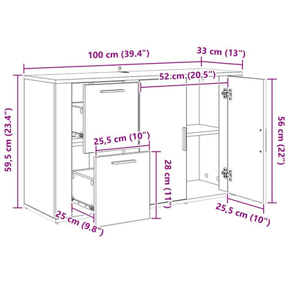 vidaXL mit Schubladen Artisan-Eiche 100 x 33 x 59,5 cm Holzwerkstoff