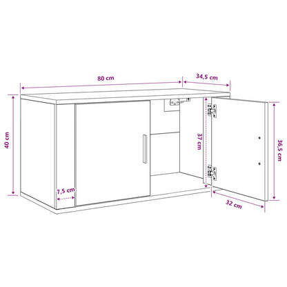 vidaXL Wandmontiertes TV-Regal Altholz 80 x 34,5 x 40 cm Holzwerkstoff