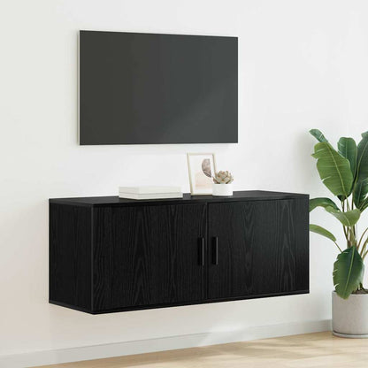 Wandmontiertes TV-Regal Schwarz Eichen-Optik 100 x 34,5 x 40 cm