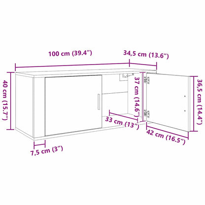 vidaXL Wandmontiertes TV-Regal Schwarz Eichen-Optik 100 x 34,5 x 40 cm