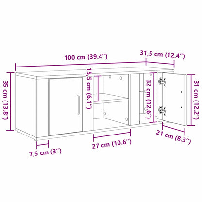 vidaXL TV-Schränk Altholz 100 x 31,5 x 35 cm Holzwerkstoff