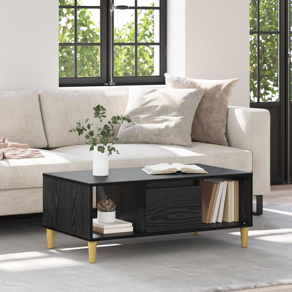 vidaXL Couchtisch Schwarz Eichen-Optik 90 x 50 x 26,5 cm Holzwerkstoff