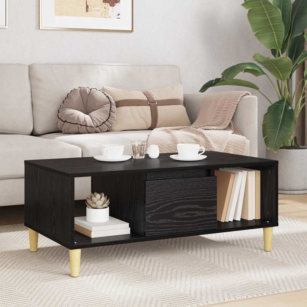 vidaXL Couchtisch Schwarz Eichen-Optik 90 x 50 x 26,5 cm Holzwerkstoff