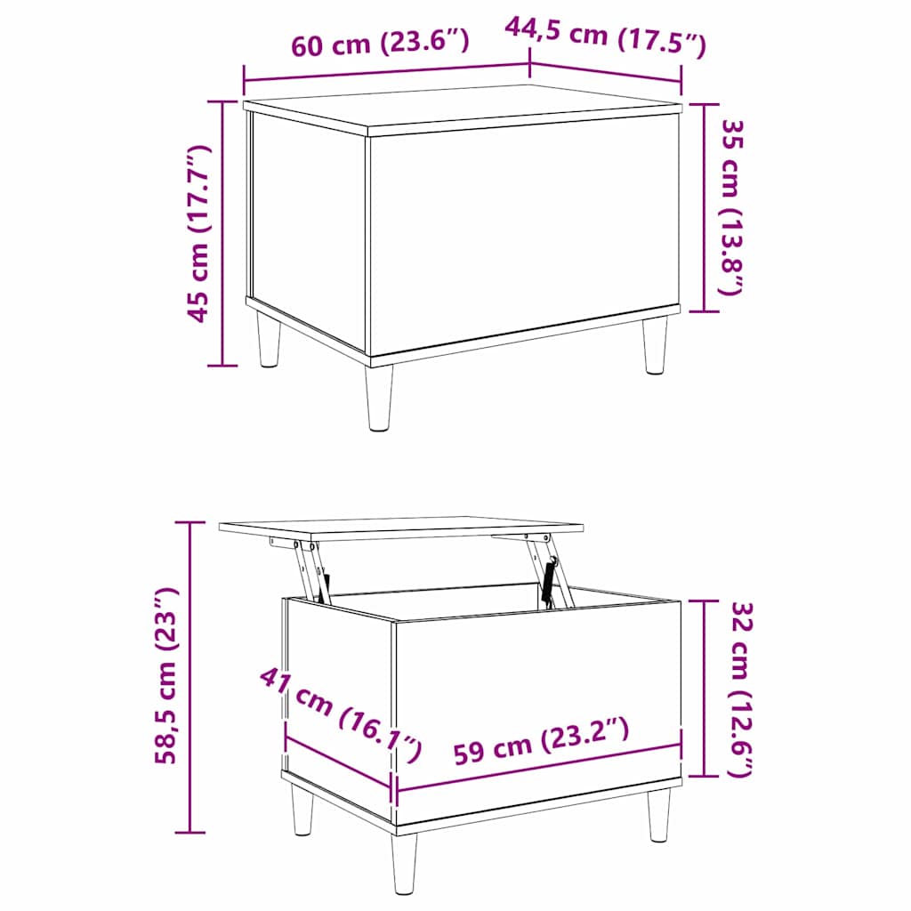 vidaXL Nachttisch Artisan-Eiche 60 x 44,5 x 45 cm Holzwerkstoff