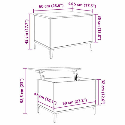 vidaXL Couchtisch Schwarz Eichen-Optik 60 x 44,5 x 45 cm Holzwerkstoff