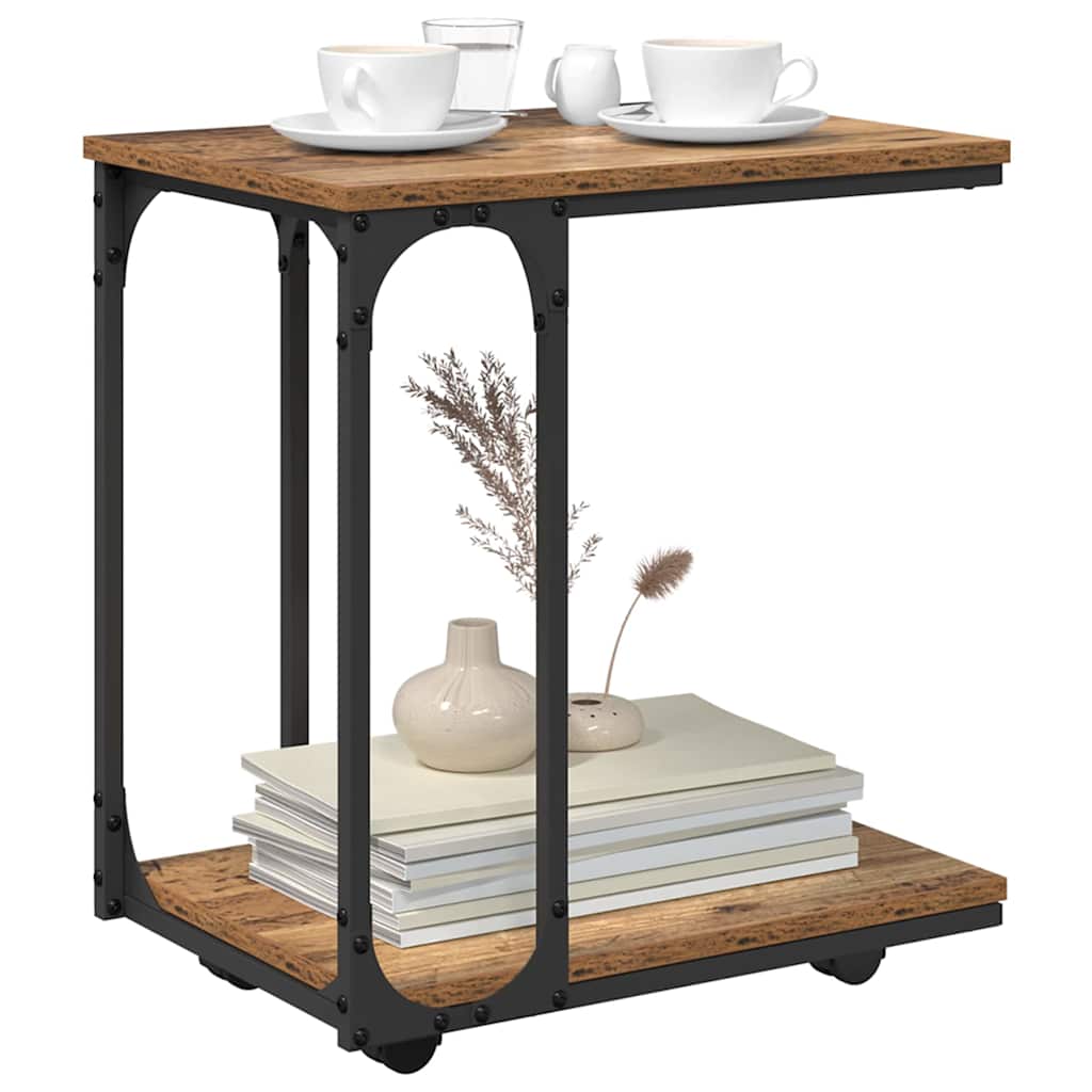 vidaXL Beistelltisch mit Regal Altholz 50 x 35 x 55.5 cm Holzwerkstoff