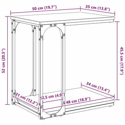 Beistelltisch mit Regal Schwarz Eichen-Optik 50 x 35 x 52 cm
