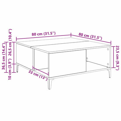 vidaXL Couchtisch Altholz 80 x 80 x 36,5 cm Holzwerkstoff