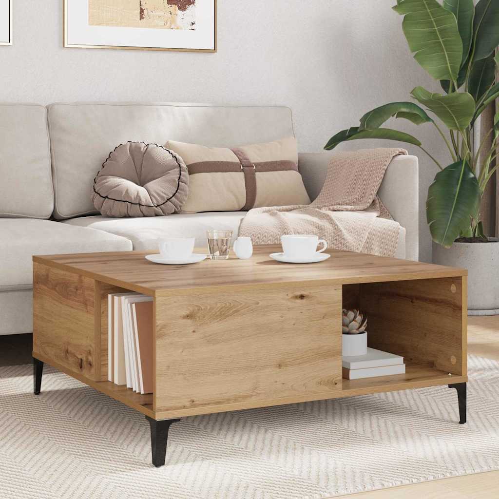 vidaXL Couchtisch Artisan-Eiche 80 x 80 x 36,5 cm Holzwerkstoff