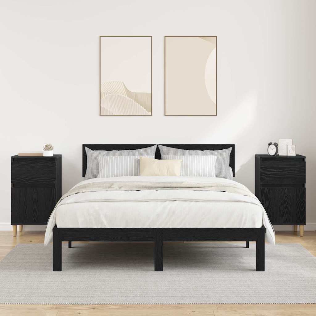 vidaXL Nachttisch 2 pcs Schwarz Eichen-Optik 40 x 35 x 70 cm