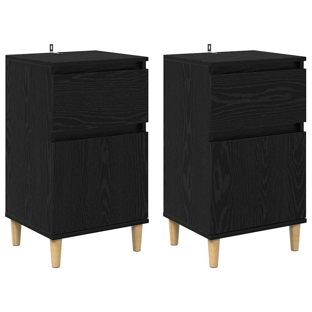 vidaXL Nachttisch 2 pcs Schwarz Eichen-Optik 40 x 35 x 70 cm