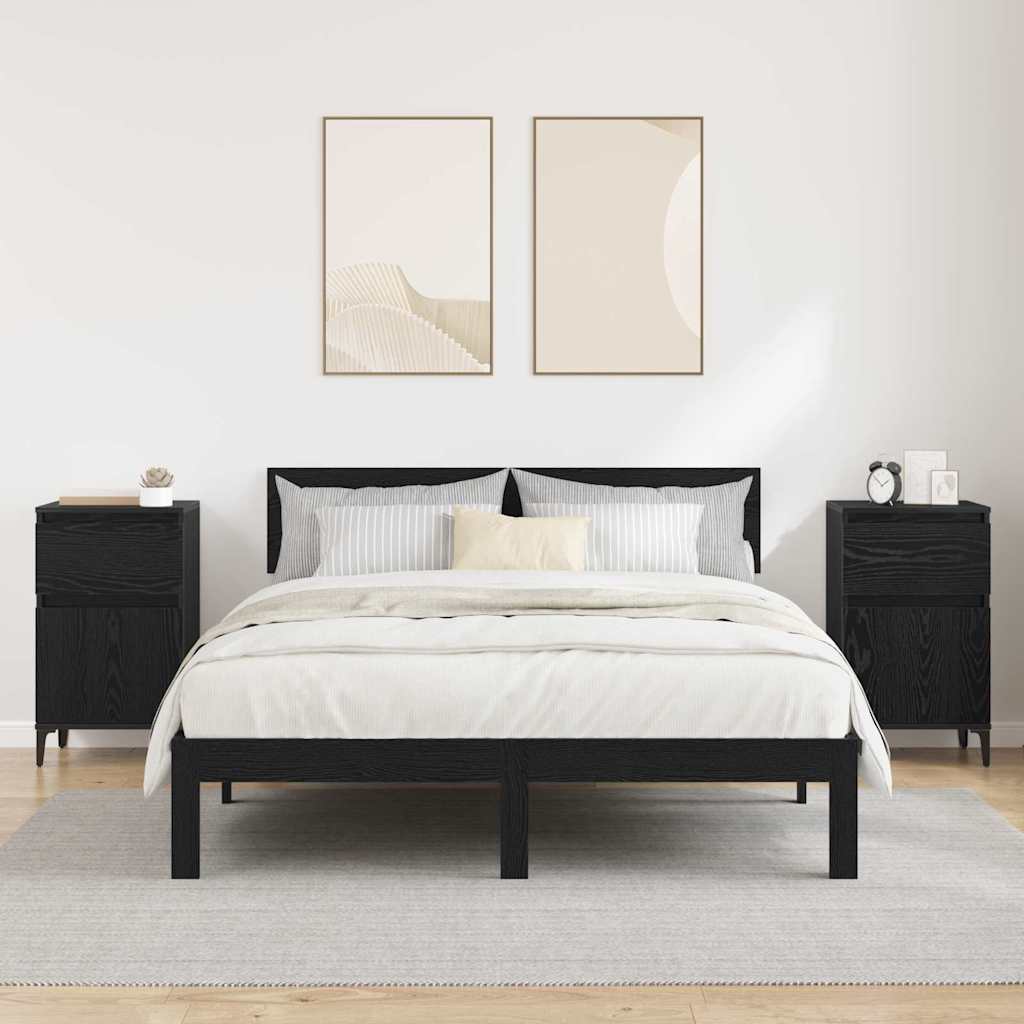 vidaXL Nachttisch 2 pcs Schwarz Eichen-Optik 40 x 35 x 70 cm