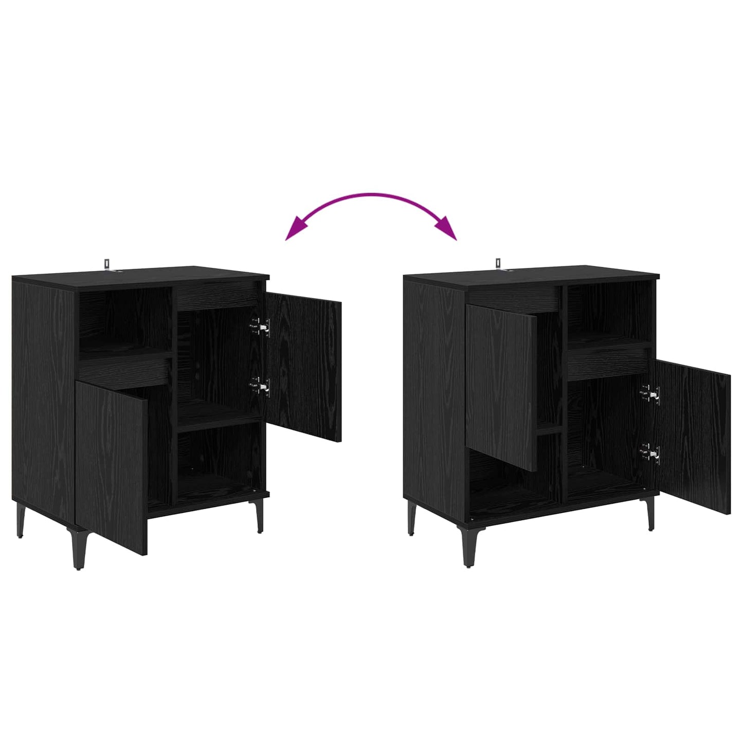 vidaXL Sideboard Schwarz Eichen-Optik 60 x 35 x 70 cm Holzwerkstoff