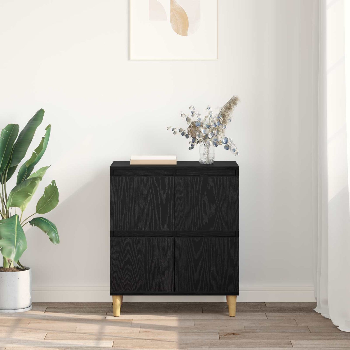 vidaXL Sideboard Schwarz Eichen-Optik 60 x 35 x 70 cm Holzwerkstoff