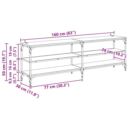 TV-Schränk Schwarz Eichen-Optik 160 x 30 x 50 cm