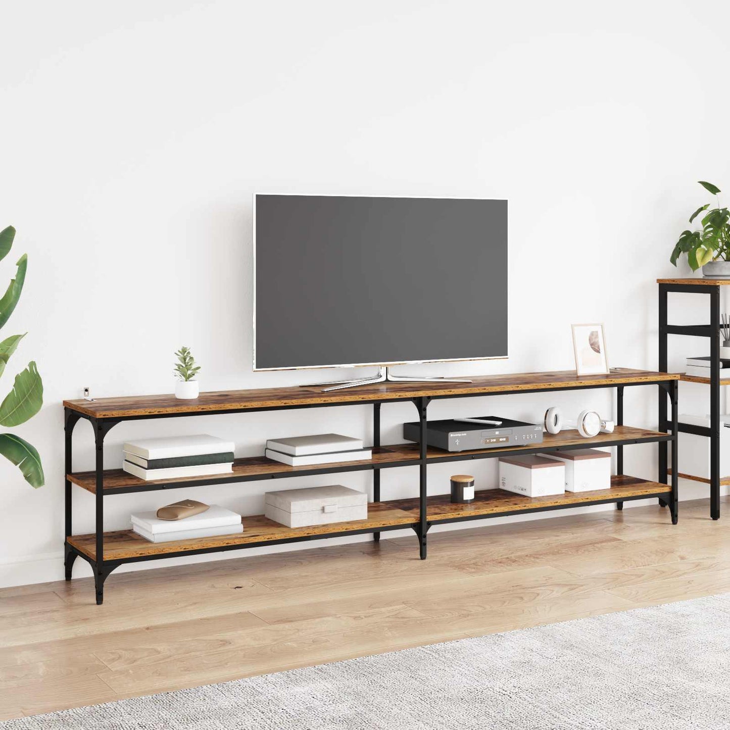 vidaXL TV-Schränk Altholz 200 x 30 x 50 cm Verbundholz und Eisen