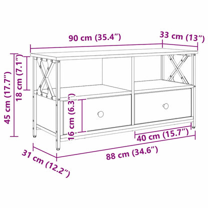 vidaXL TV-Schränk Altholz 90 x 33 x 45 cm Ingenieure Holz und Stahl