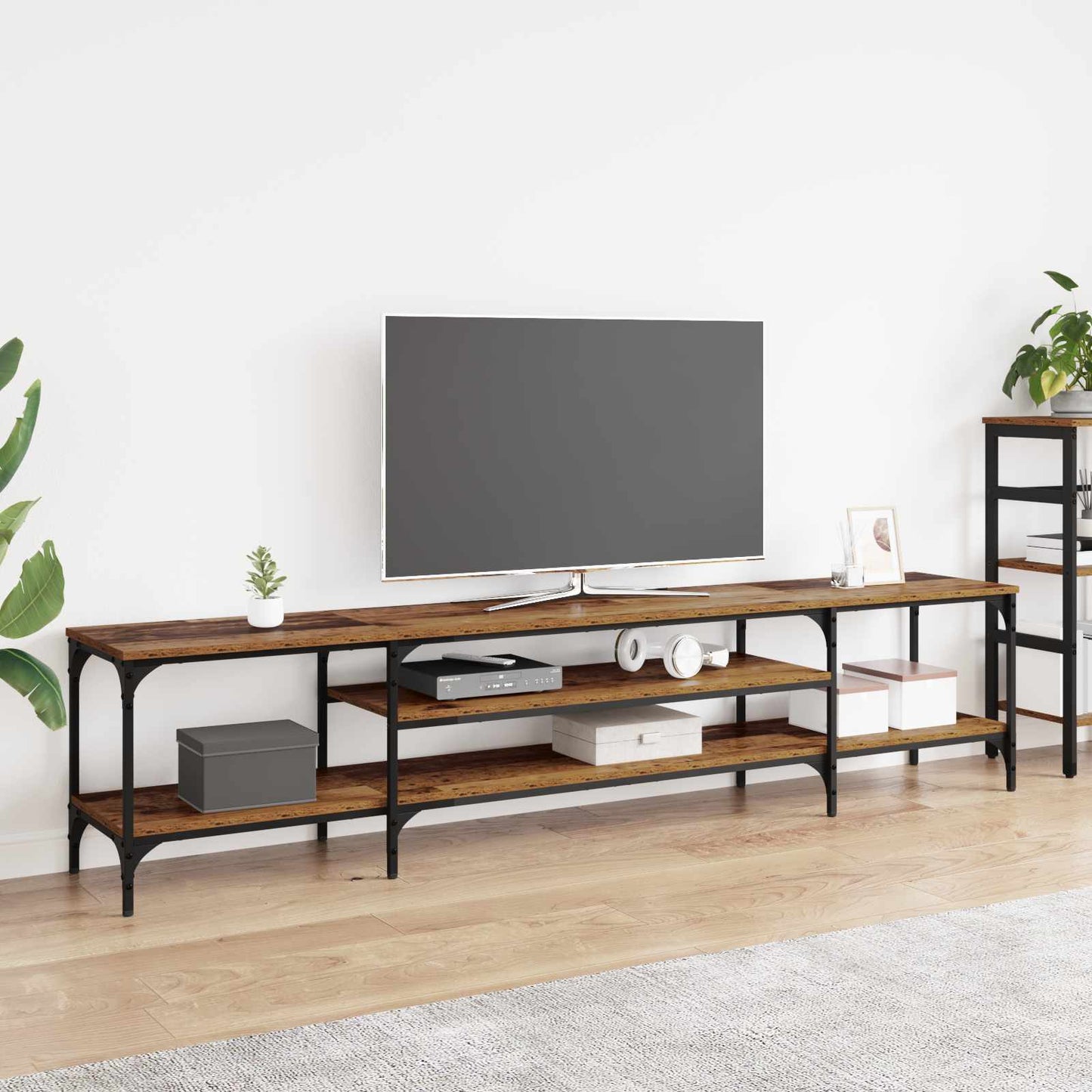 vidaXL TV-Schränk Altholz 201 x 35 x 45 cm Verbundholz und Eisen