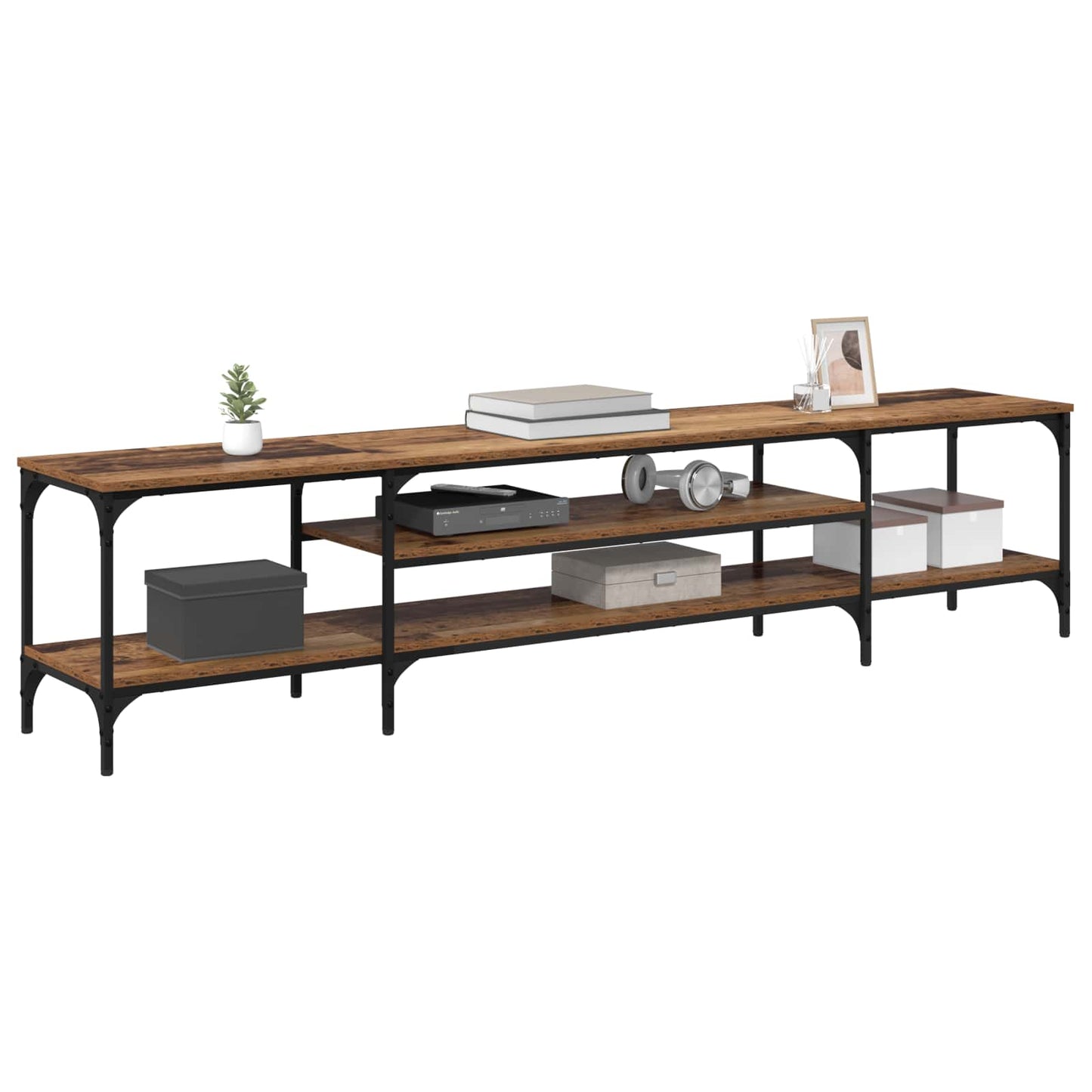 vidaXL TV-Schränk Altholz 201 x 35 x 45 cm Verbundholz und Eisen