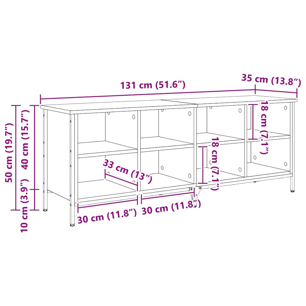 Schuhschrank mit Regal Artisan-Eiche 131 x 35 x 50 cm