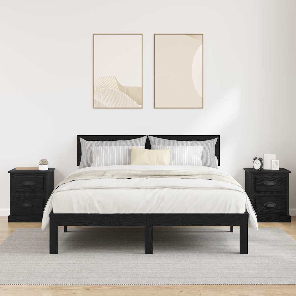 Nachttisch 2 pcs Schwarz Eichen-Optik 39 x 39 x 47,5 cm