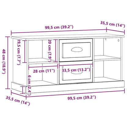 TV-Schränk Schwarz Eichen-Optik 99,5 x 35,5 x 48 cm