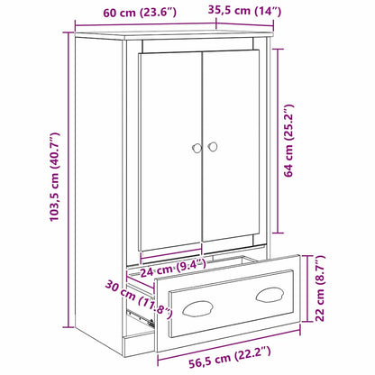 vidaXL Highboard Schwarz Eichen-Optik 60 x 35,5 x 103,5 cm