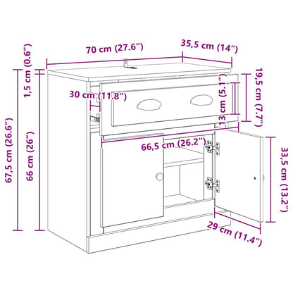 Highboard Artisan-Eiche 70 x 35,5 x 67,5 cm Holzwerkstoff