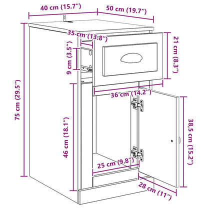 vidaXL Seitenschrank Artisan-Eiche 40 x 50 x 75 cm Holzwerkstoff