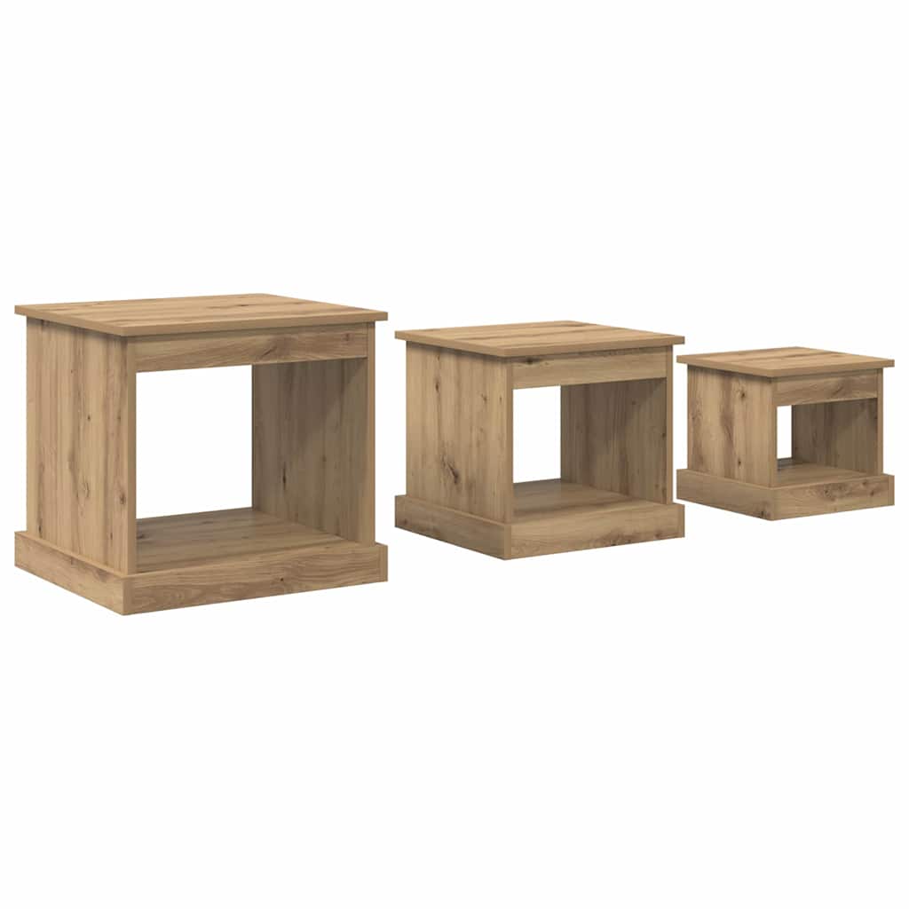 Couchtisch 3 pcs Artisan-Eiche Holzwerkstoff