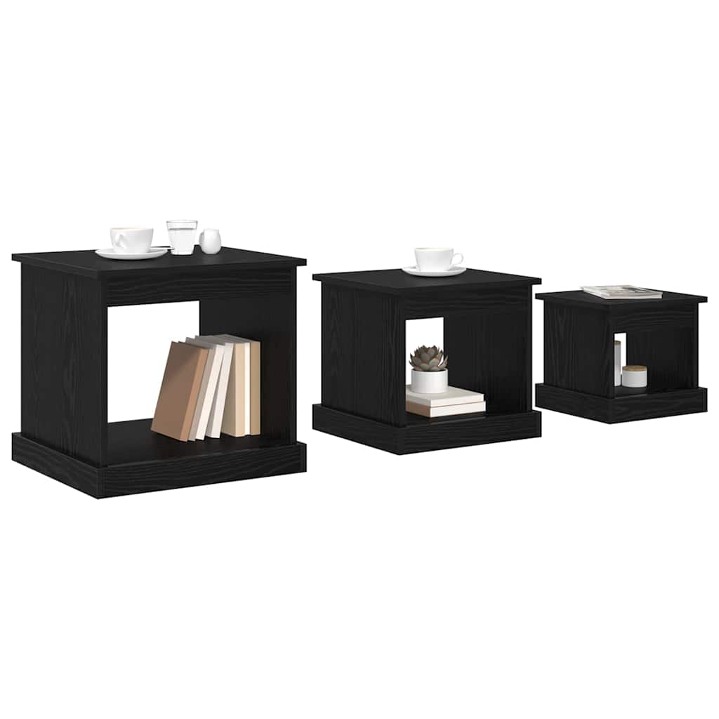 vidaXL Couchtisch 3 pcs Schwarz Eichen-Optik Holzwerkstoff