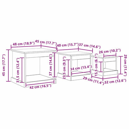 vidaXL Couchtisch 3 pcs Schwarz Eichen-Optik Holzwerkstoff