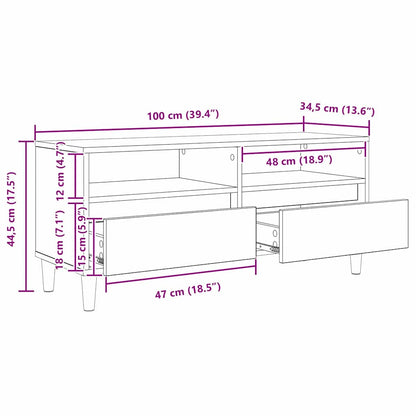 Meuble TV vidaXL Chêne Artisan 100 x 34,5 x 44,5 cm Bois d'ingénierie