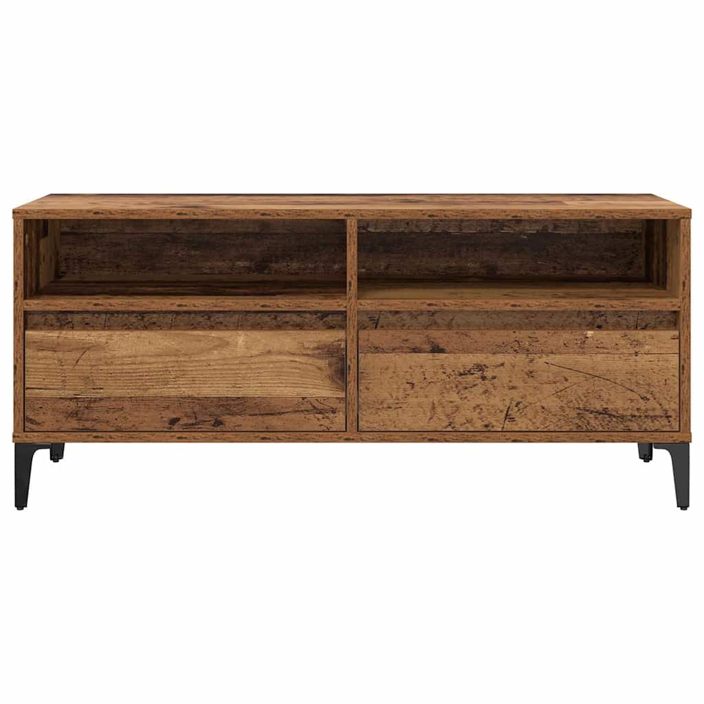 vidaXL Meuble TV en bois de récupération 100 x 34,5 x 44,5 cm Bois d'ingénierie et fer