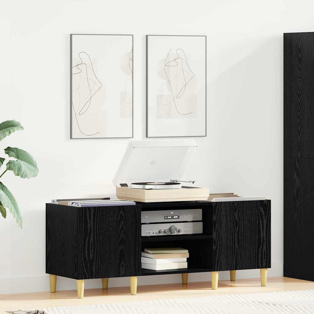 vidaXL Meuble pour disques vinyles noir aspect chêne 121 x 38 x 48 cm