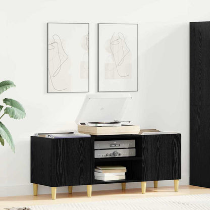 vidaXL Meuble pour disques vinyles noir aspect chêne 121 x 38 x 48 cm
