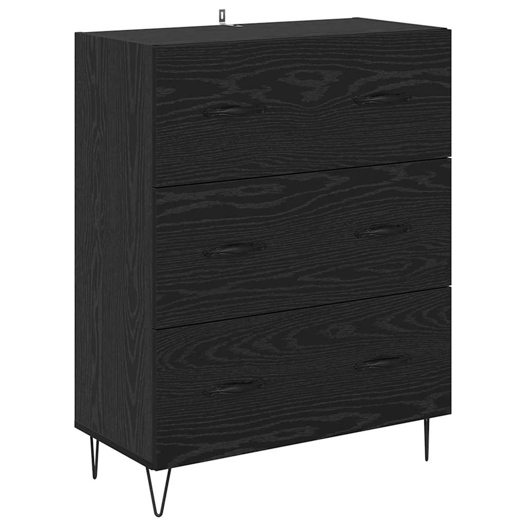 Sideboard mit Schubladen Schwarz Eichen-Optik 69,5 x 34 x 90 cm