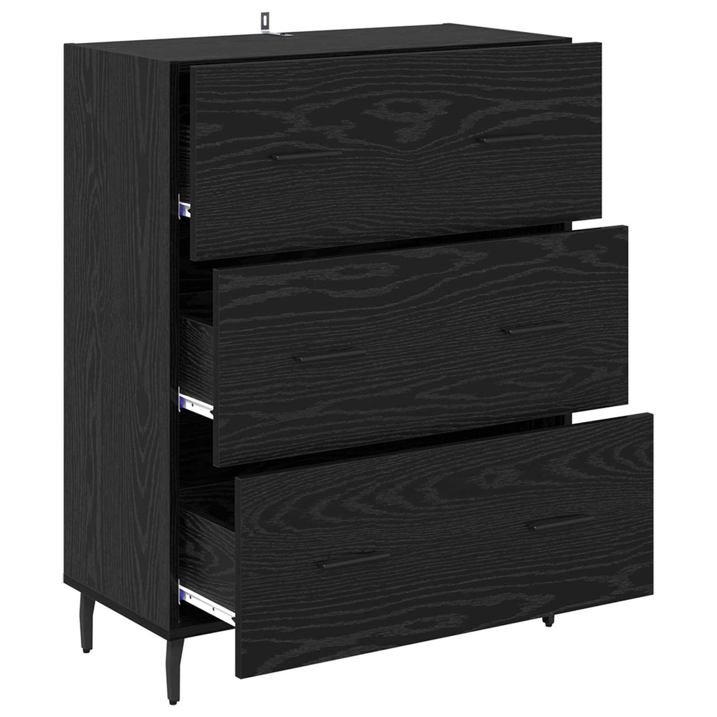 vidaXL Sideboard mit Schubladen Schwarz Eichen-Optik 69,5 x 34 x 90 cm