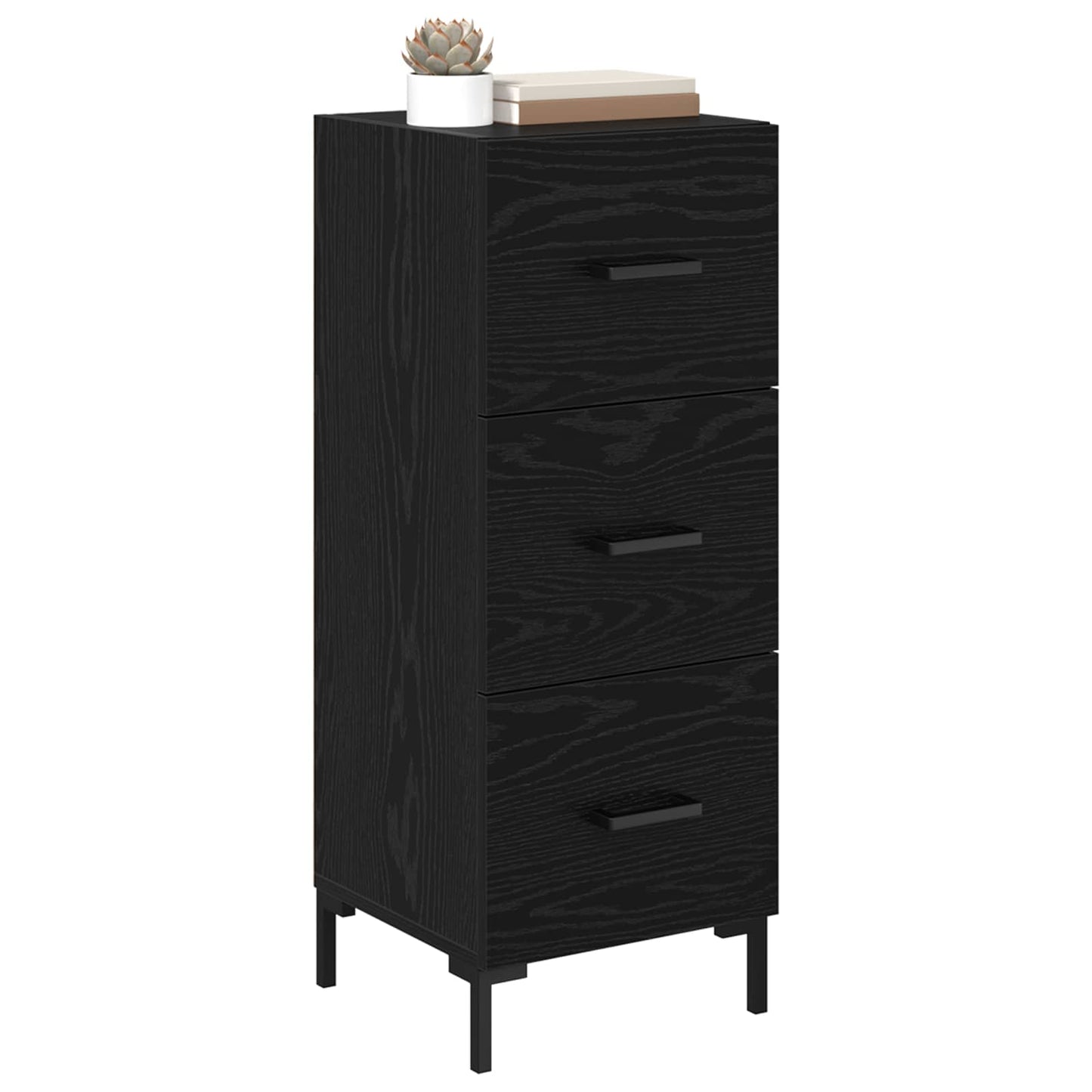 vidaXL Sideboard Schwarz Eichen-Optik 34,5 x 34 x 90 cm Holzwerkstoff