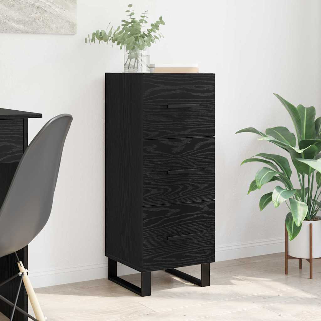 Sideboard Schwarz Eichen-Optik 34,5 x 34 x 90 cm Holzwerkstoff
